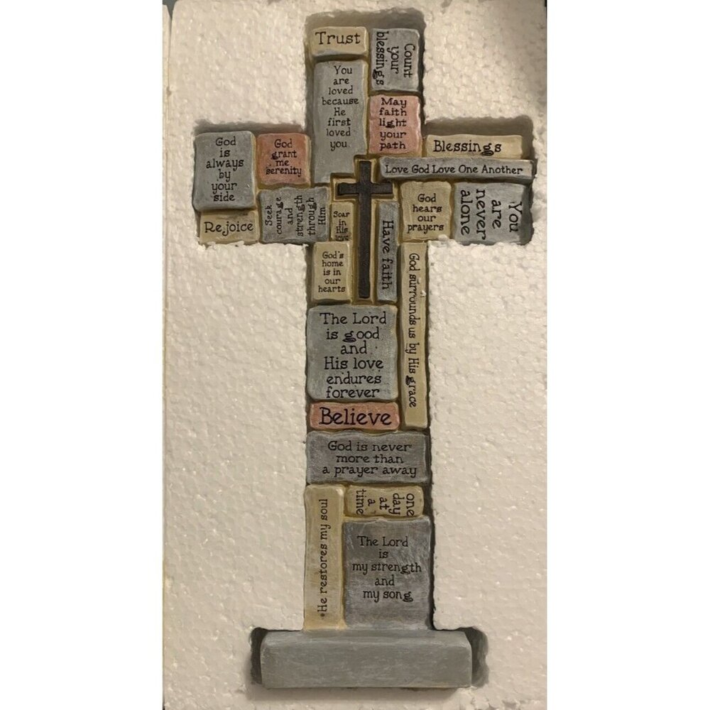Roman Cross Quotes Sayings Verses Inspirational Religious Standing 12” Statue